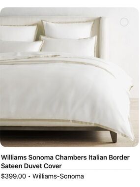 Williams Sonoma Chambers Italian Border Sateen Duvet Cover, King